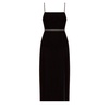 Amya Black Silk Velvet Midi Cocktail Dress