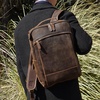 Minimalist Zip Open Leather Backpack - Dark Brown