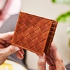 Plaited Tan Leather Card Wallet