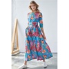 Floral Print Maxi Dress With Detachable Wide Belt