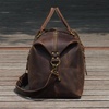 Zip Detail Genuine Leather Holdall - Vintage Dark Brown