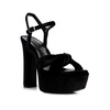 Liddel Black Velvet High Block Heeled Sandals