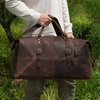 Zip Detail Genuine Leather Holdall - Vintage Dark Brown