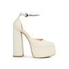 Cosette Diamante Embellished Ankle Strap High Block Heel Sandals In Off White