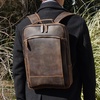 Minimalist Zip Open Leather Backpack - Dark Brown