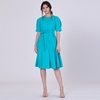 A-Line Cotton Blouse-Dress - Aqua