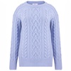 Deniz Cable Knit O-Neck Unisex Sweater In - Light Blue