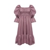 Amelia Ruched Midi Linen Dress In Rhapsody Purple