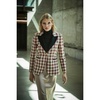 Red And Green Plaid Blazer With Black Lapels And Golden Buttons Alcott