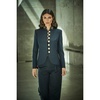 Embroidered Navy Blue Premium Crepe Blazer Poppy