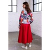 Red A-Line Midi Skirt