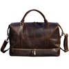 Leather Weekend Bag With Suit Compartment - Dark Brown