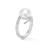 Silver Twisted White Pearl Ring