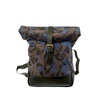 Camo Canvas And Leather Roll Top Backpack - Blue