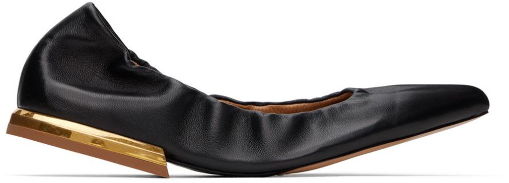 Black Leather Ballerina Flats