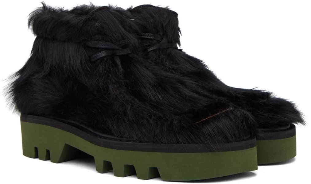 Black & Green Calf-Hair Boots