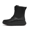 f-mode nubuck lace-up flatform ankle boots in black