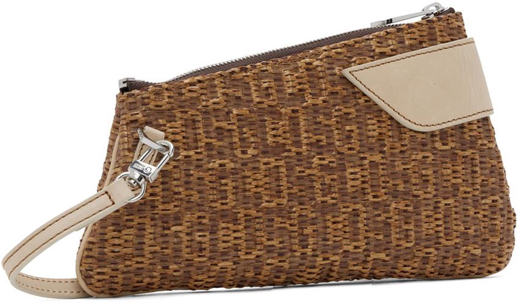 Brown Comma Notte Monogram Raffia Shoulder Bag