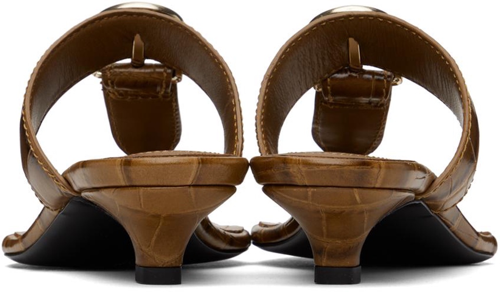 Tan 'The Belted Croco' Heeled Sandals