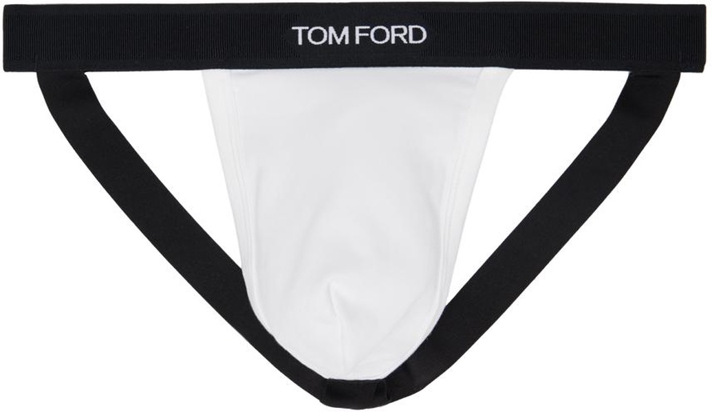 White Jacquard Logo Jock Strap