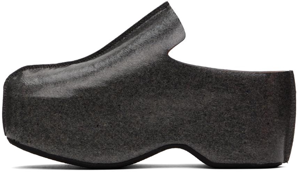 Gray Laminated Felt Platform Clogs