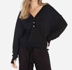 hanes pullover with heart buttons in black