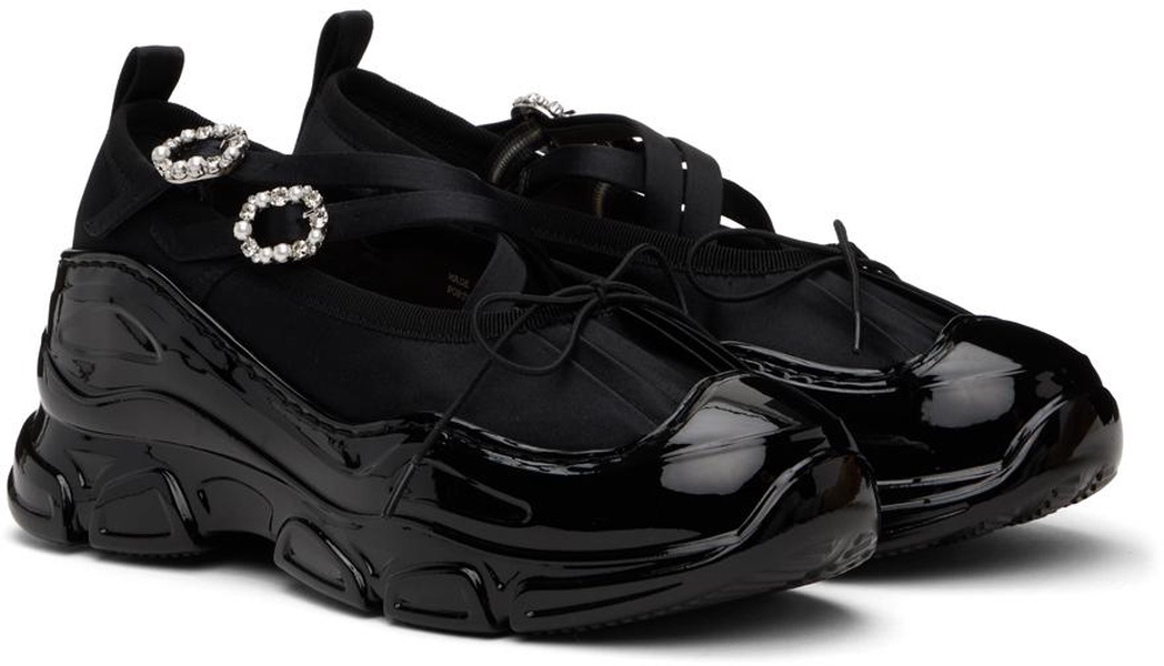 Black Crystal Buckle Tracker Ballerina Sneakers