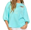 oriental embroidered bird puff sleeve top in mint