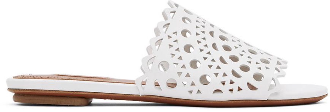 White Vienne Flat Mules