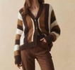 the fluffly slouchy cardigan in hickory stripe