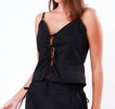 strappy bows tank top in black