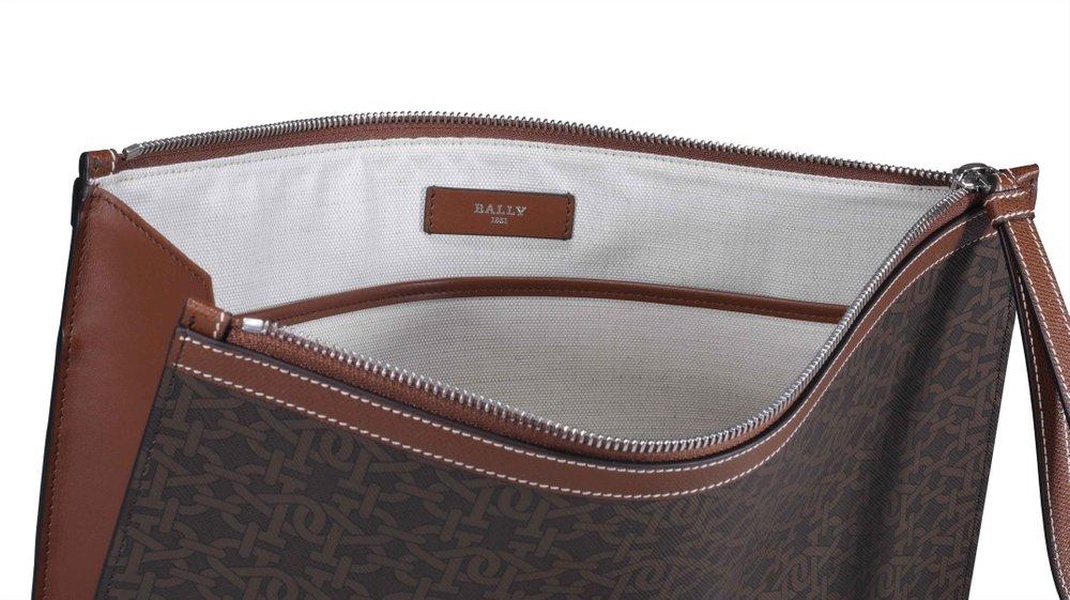 Bally Logo Monogram Zipped Clutch Bag