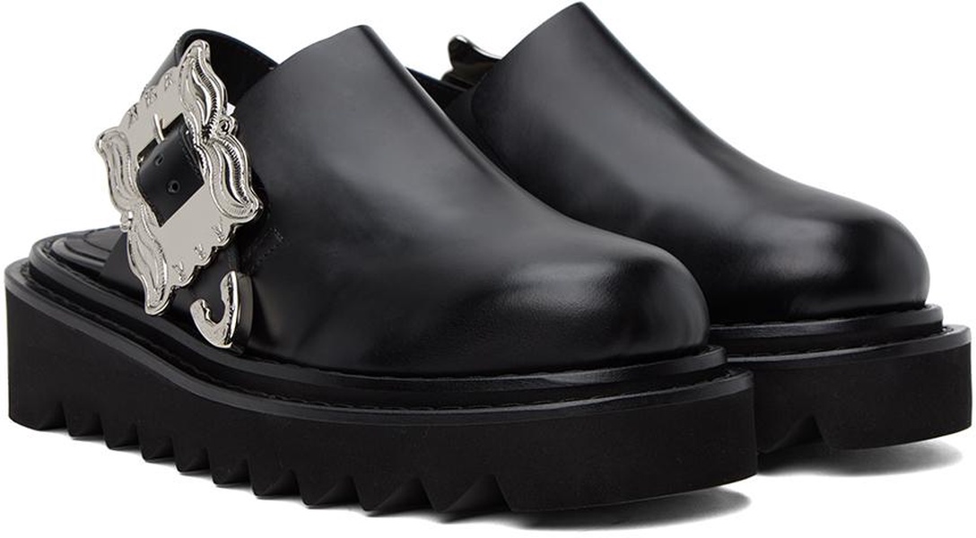 Black Pin-Buckle Mules