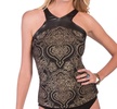 bandana clyde high neck tankini top in black