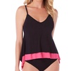 underwire jolene layered tankini top in black and watermelon