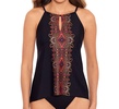 kashmir peephole tankini top in black