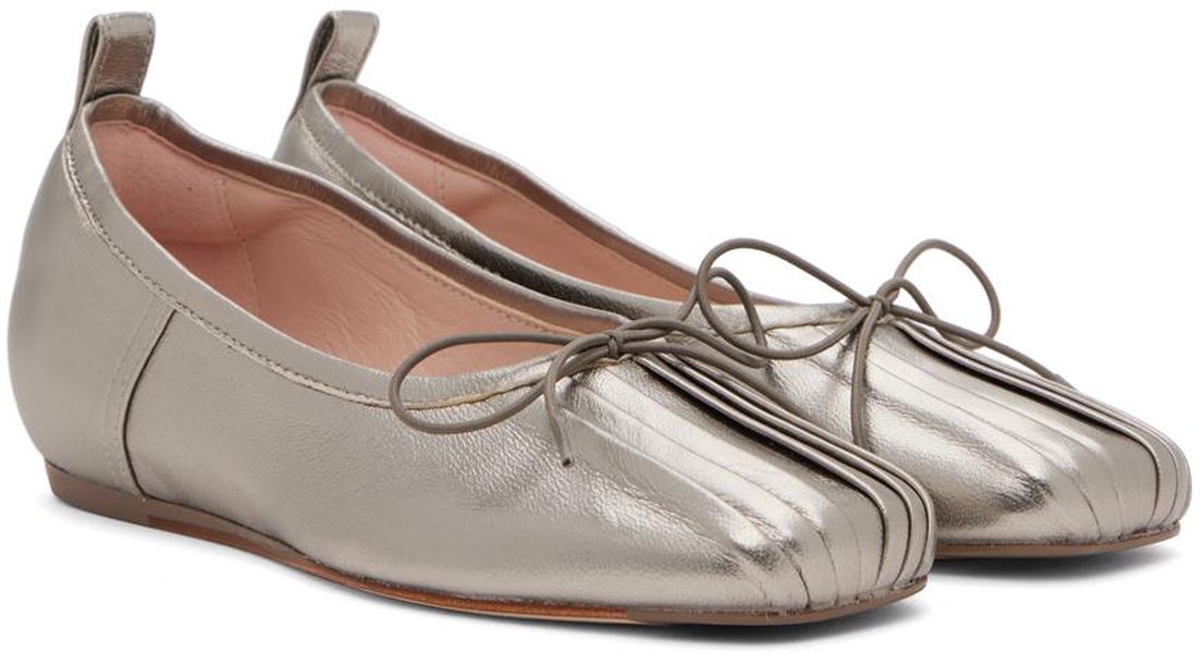 Silver Classic Pleated Ballerina Flats