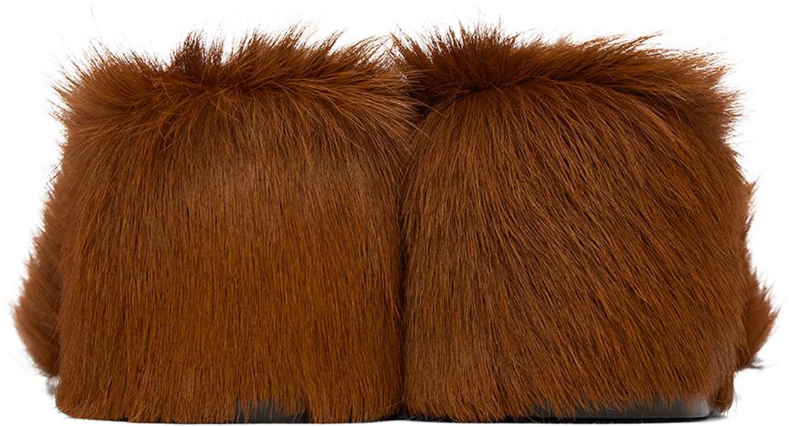 Brown Faux-Fur Mules