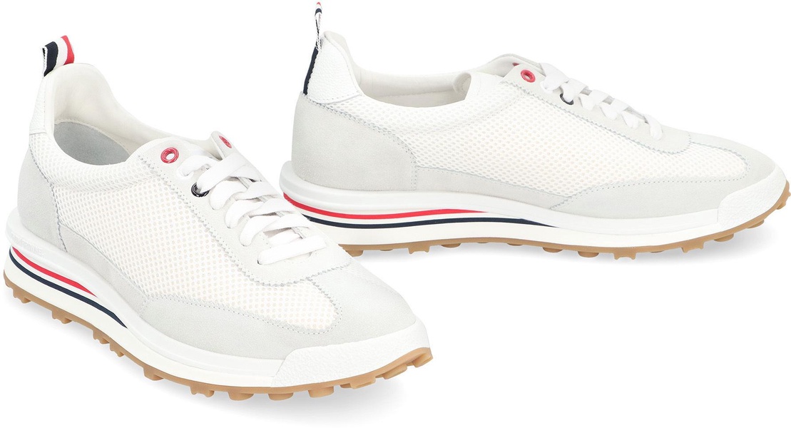 Thom Browne Leather And Fabric Low-Top Sneakers