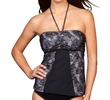 mesh and lace maddie tankini top in black white