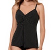 pin point love knot underwire tankini top in black white