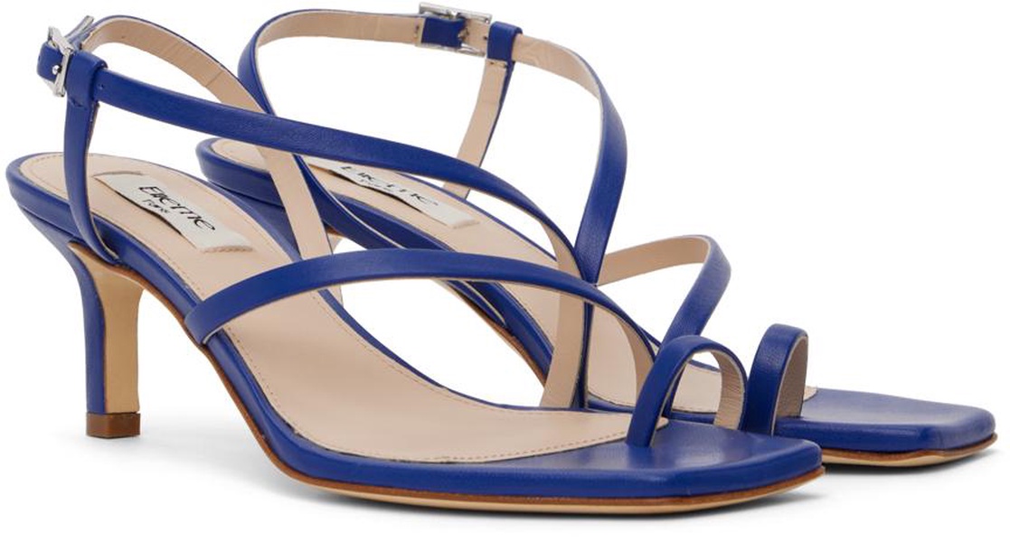 Blue Twist Strap Heeled Sandals