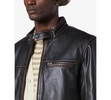 Men's Caruso Leather Racer Jacket with Distressed Seaming