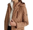 Petite Hooded Quilted Faux-Suede-Trim Coat