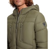 Men's Quilted Faux Leather Hooded Jacket