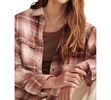 Women's Cotton Raw Edge Plaid Cropped Button Down Top