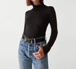 clara ruched turtleneck top in black