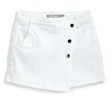 girls denim skort w/ gold buttons in white