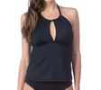 island goddess keyhole high neck tankini top in black