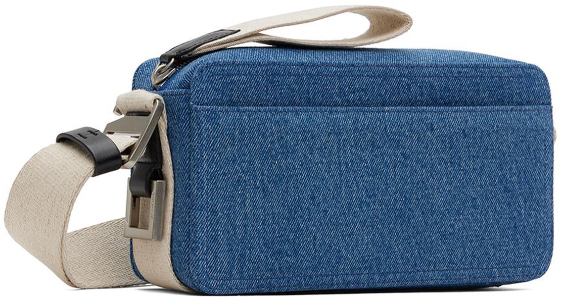 'le Cuerda Horizontal' Light Blue Messenger Bag With Logo Lettering Detail In Cotton Man